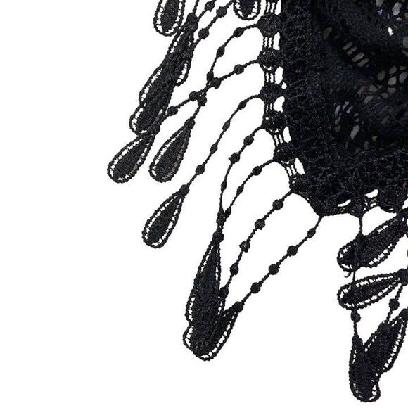 Ransom Girl Crochet Scarf Women's Black Tassel Neck Fashion Size XL - Picture 6 of 6